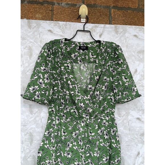 ME+EM GREEN/WHITE FLORAL MAXI DRESS, WRAP DETAIL. Size UK8/USA 4 - Picture 5 of 13